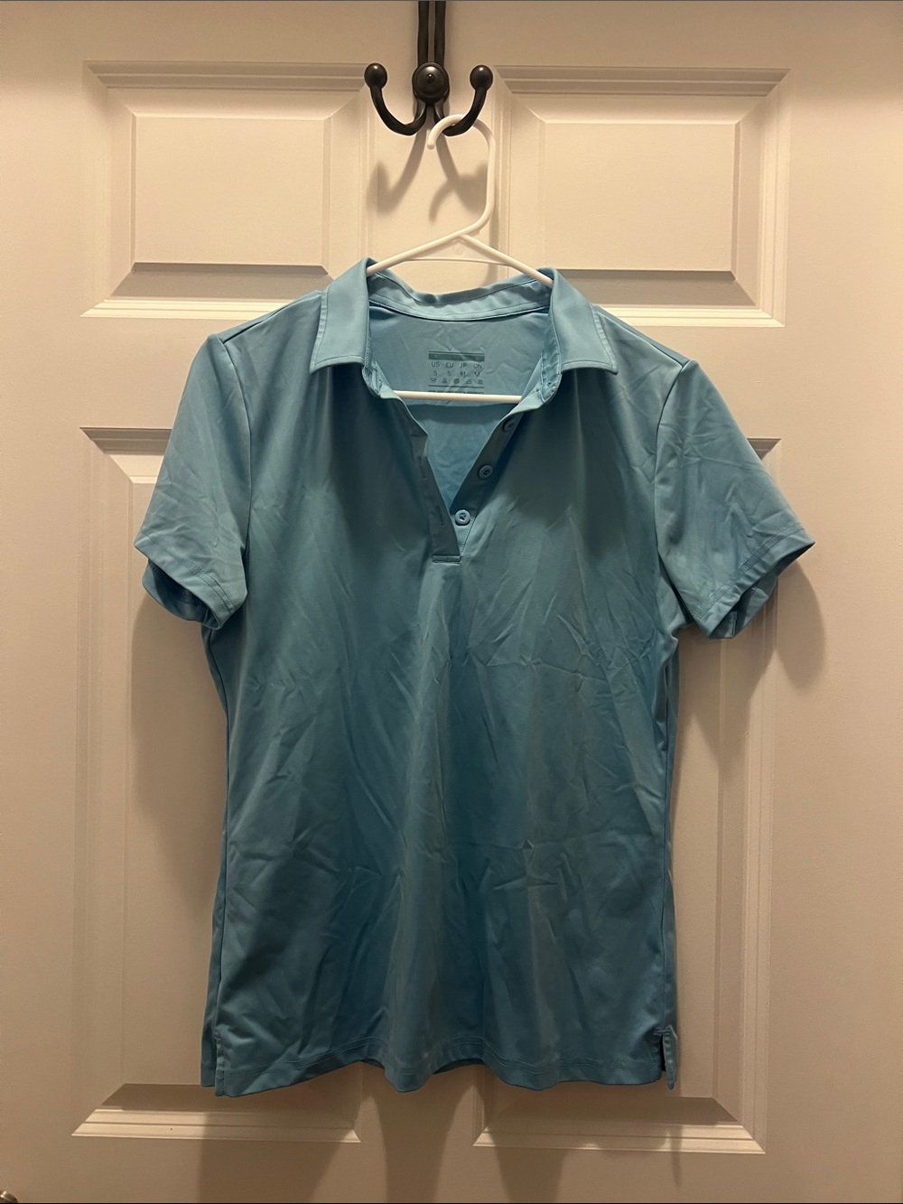 Women's Light Blue Short-Sleeve Polo Top